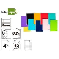 Cuaderno espiral liderpapel cuarto smart tapa blanda 80h 60gr horizontal 8mm con margencolores surtidos - Imagen 1