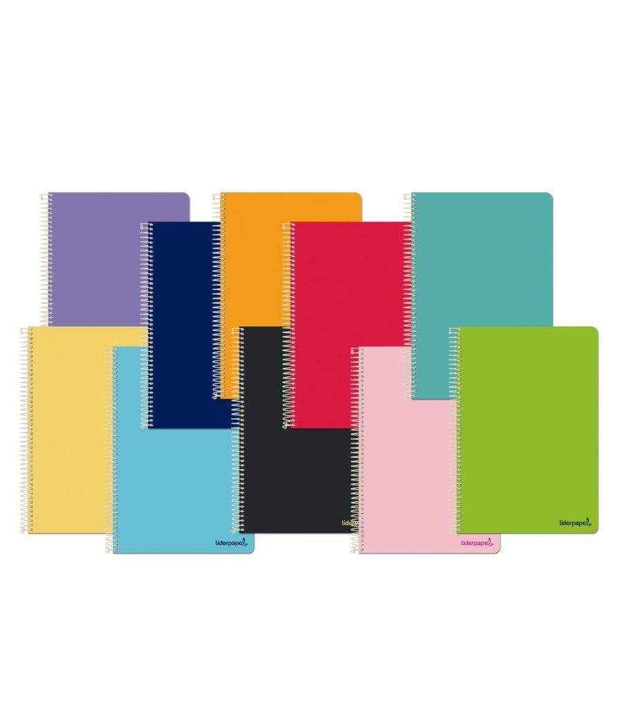 Cuaderno espiral liderpapel cuarto smart tapa blanda 80h 60gr cuadro 6mm con margen colores surtidos - Imagen 1