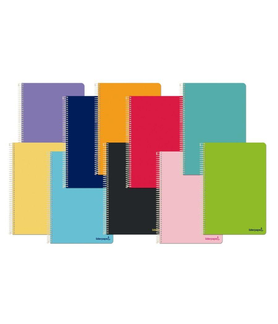 Cuaderno espiral liderpapel cuarto smart tapa blanda 80h 60gr cuadro 5mm con margen colores surtidos - Imagen 1