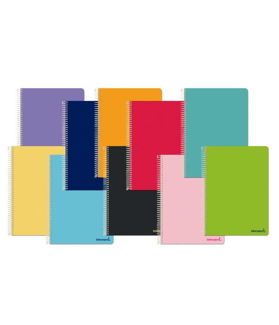 Cuaderno espiral liderpapel cuarto apaisado smart tapa blanda 80h 60gr cuadro 4mm conmargen colores surtidos - Imagen 1