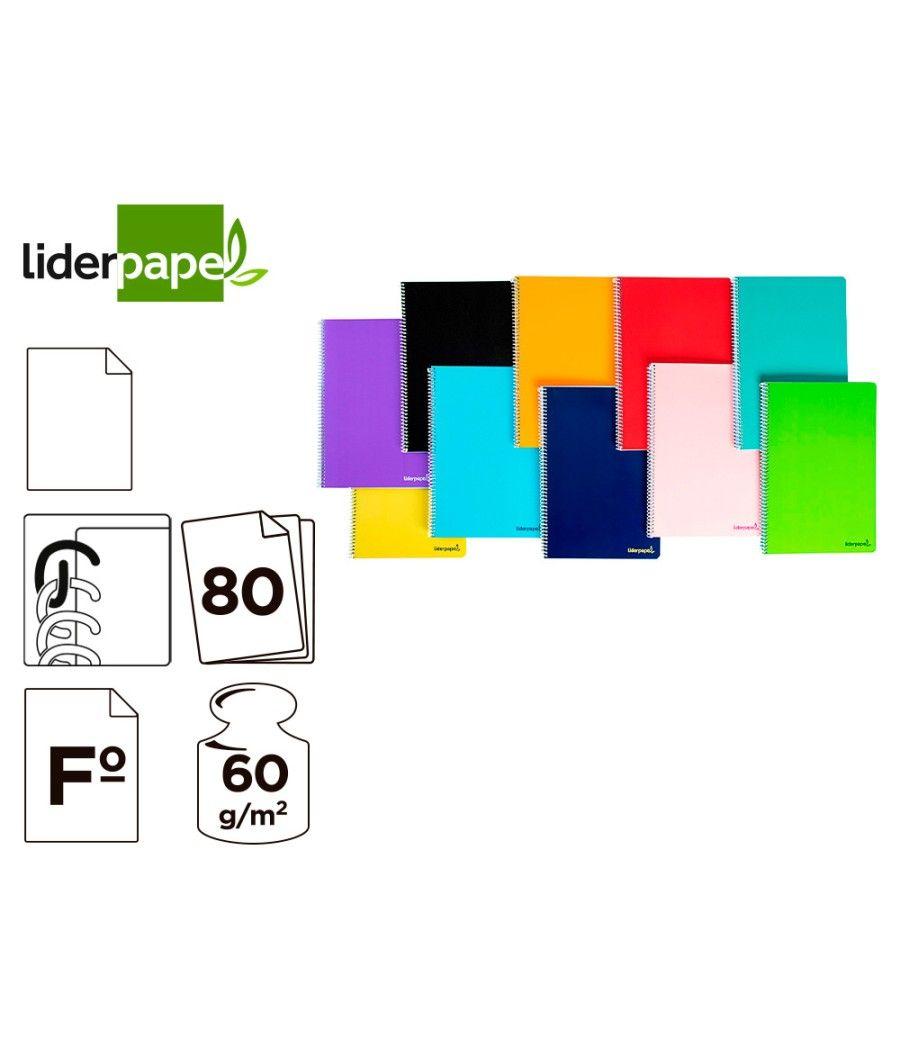 Cuaderno espiral liderpapel folio smart tapa blanda 80h 60gr liso sin margen colores surtidos - Imagen 1