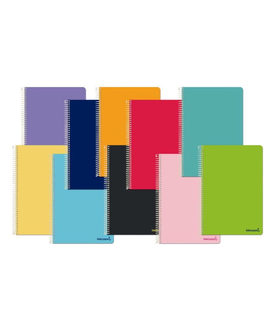 Cuaderno espiral liderpapel a5 micro smart tapa blanda 80h60gr horizontal 7mm doble margen 6 taladros colores - Imagen 1
