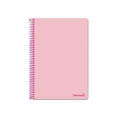 Cuaderno espiral liderpapel folio smart tapa blanda 80h 60gr cuadro 4mm con margen color rosa - Imagen 1