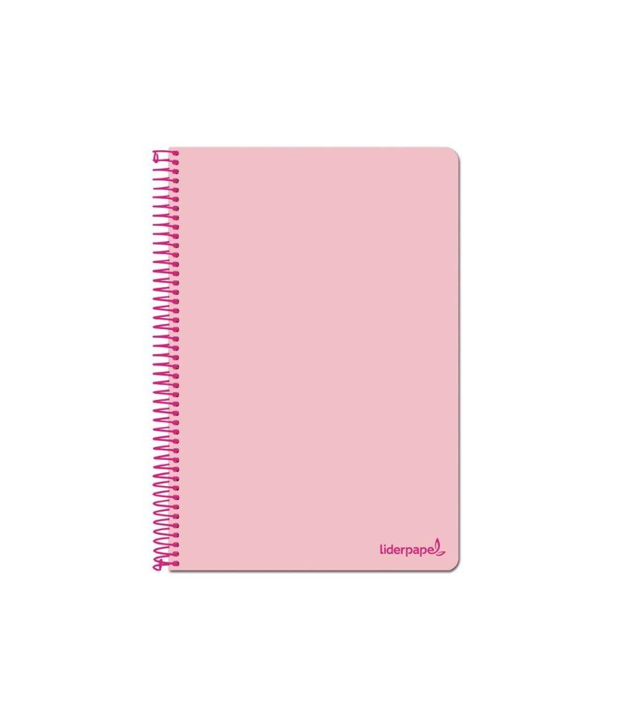 Cuaderno espiral liderpapel folio smart tapa blanda 80h 60gr cuadro 4mm con margen color rosa - Imagen 1