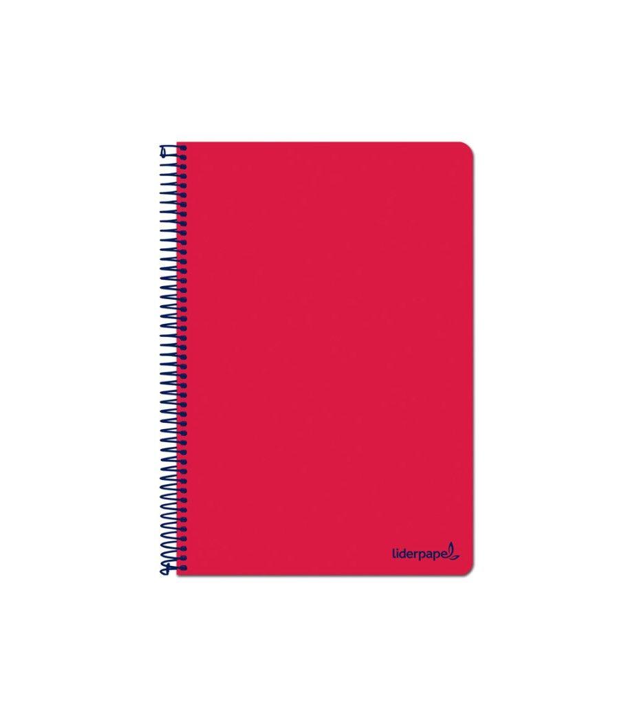 Cuaderno espiral liderpapel folio smart tapa blanda 80h 60gr cuadro 4mm con margen color rojo - Imagen 1