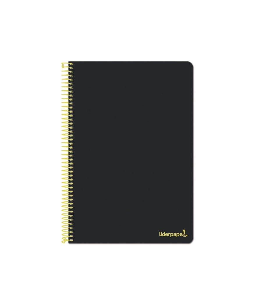 Cuaderno espiral liderpapel folio smart tapa blanda 80h 60gr cuadro 4mm con margen color negro - Imagen 1