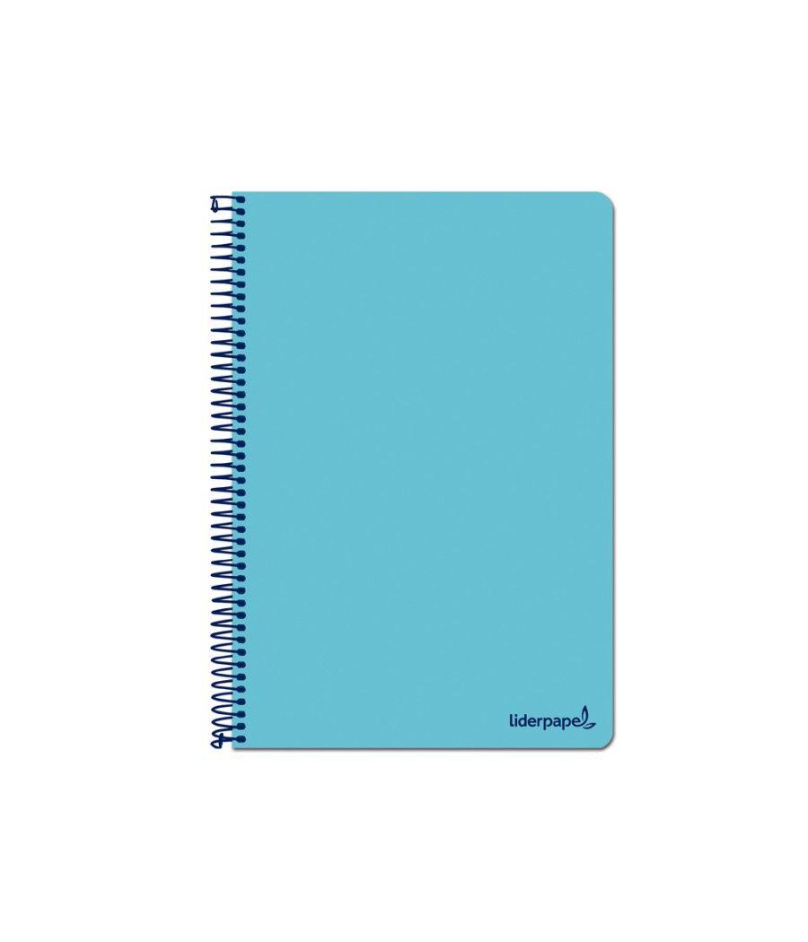 Cuaderno espiral liderpapel folio smart tapa blanda 80h 60gr cuadro 4mm con margen color celeste - Imagen 1