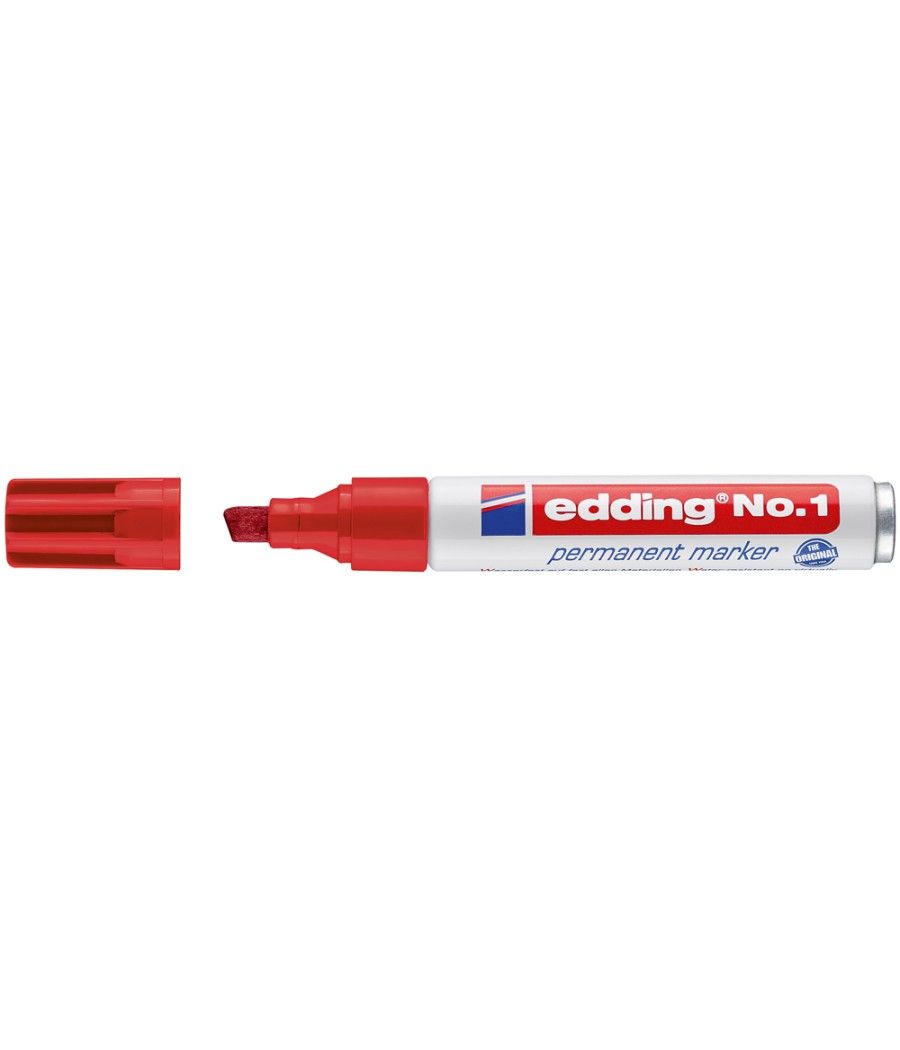 Rotulador edding marcador permanente 1 rojo -punta biselada 5 mm - Imagen 1