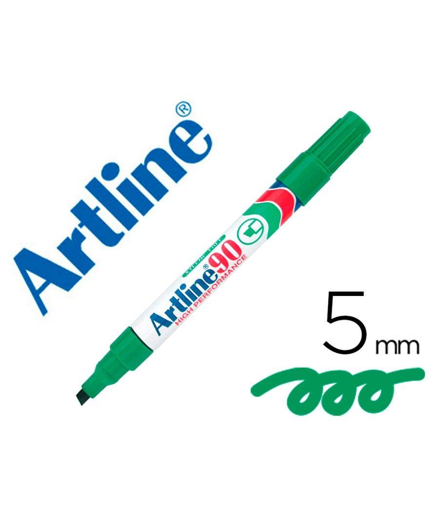 Rotulador artline marcador permanente ek-90 verde -punta biselada 5 mm -papel metal y cristal - Imagen 1
