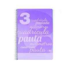 Cuaderno espiral liderpapel folio pautaguia tapa plástico 80h 75gr cuadro pautado 3mm con margen color violeta - Imagen 1