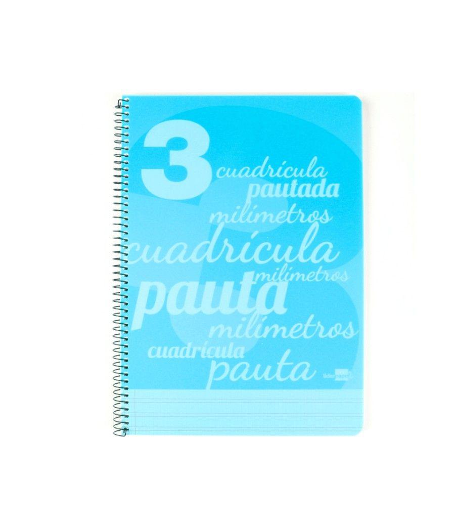 Cuaderno espiral liderpapel folio pautaguia tapa plástico 80h 75gr cuadro pautado 3mm con margen color azul - Imagen 1