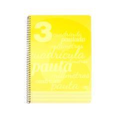 Cuaderno espiral liderpapel folio pautaguia tapa plástico 80h 75gr cuadro pautado 3mm con margen color amarillo - Imagen 1