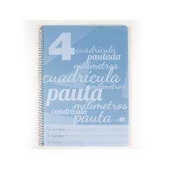 Cuaderno espiral liderpapel folio pautaguia tapa plástico 80h 75gr cuadro pautado 4mm con margen color azul - Imagen 1