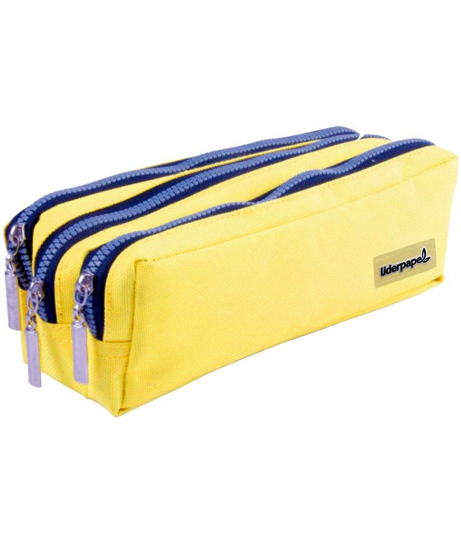 Bolso escolar liderpapel portatodo rectangular 3 bolsillos amarillo pastel 185x55x70 mm - Imagen 1