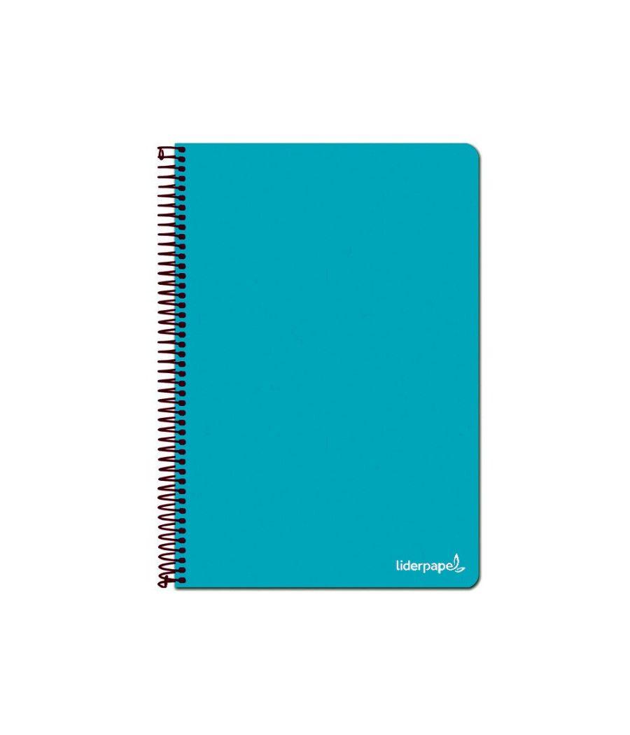 Cuaderno espiral liderpapel folio write tapa blanda 80h 60gr horizontal con margen color turquesa - Imagen 1