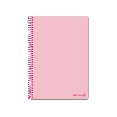 Cuaderno espiral liderpapel folio write tapa blanda 80h 60gr cuadro 4mm con margen color rosa - Imagen 1
