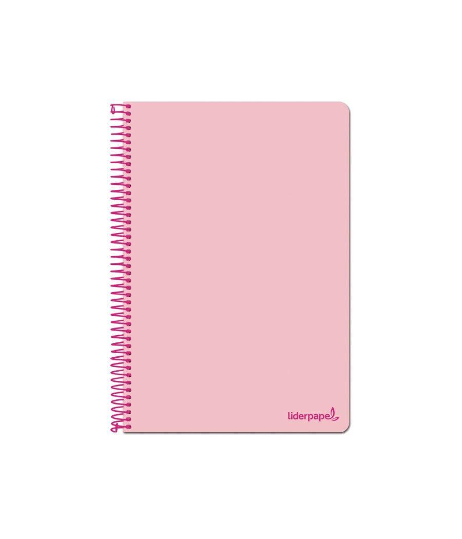 Cuaderno espiral liderpapel folio write tapa blanda 80h 60gr cuadro 4mm con margen color rosa - Imagen 1