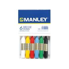 Lápices cera manley caja de 6 colores ref.106 - Imagen 1