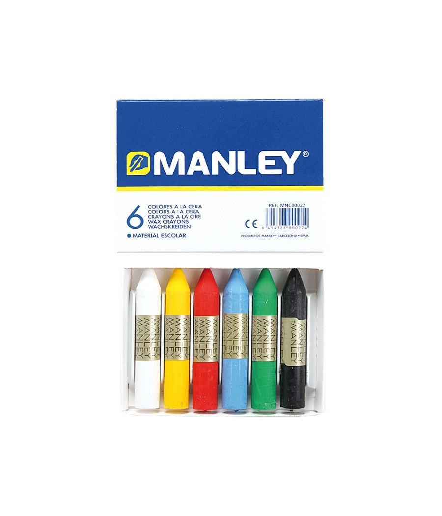 Lápices cera manley caja de 6 colores ref.106 - Imagen 1