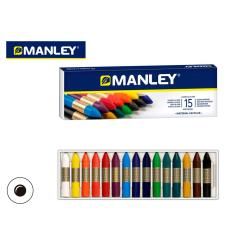 Lápices cera manley caja de 15 colores ref.115 - Imagen 1