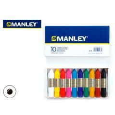 Lápices cera manley caja de 10 colores ref.110 - Imagen 1