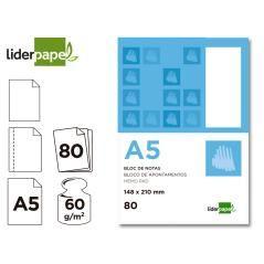 Bloc notas liderpapel liso a5 80 hojas 60g/m2 perforado - Imagen 1