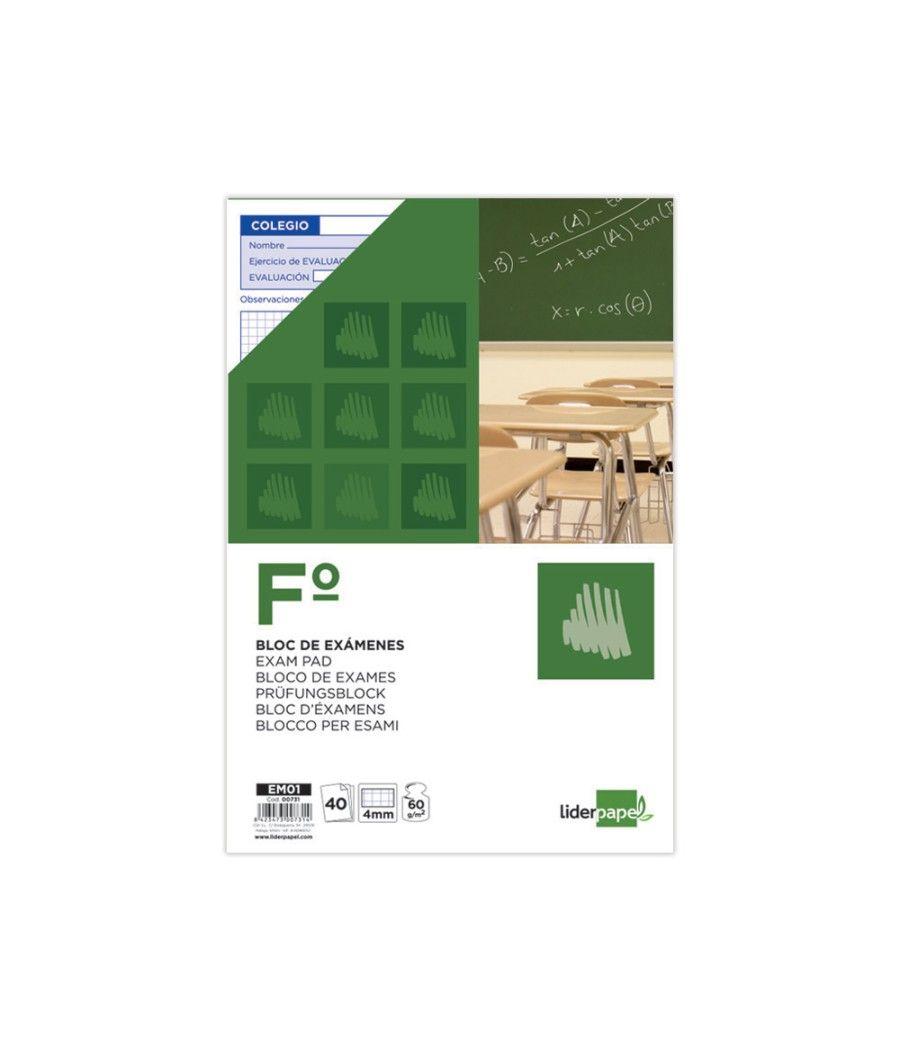 Bloc exámenes liderpapel cuadro 4mm folio 40 hojas 60g/m2 - Imagen 1