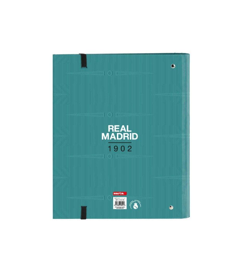 Carpeta con recambio safta din a4 tapa forrada 100 h 60 gr cuadro 5 mm 270x35x320 mm real madrid 3 equipacion - Imagen 1