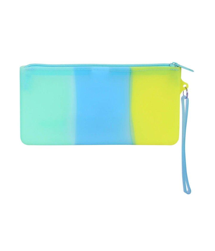 Bolso escolar safta portatodo tricolor plano silicona 210x20x105 mm - Imagen 1