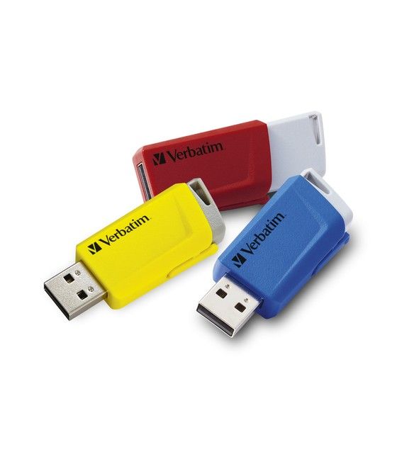 Verbatim Store 'n' Click - Unidad USB 3.2 GEN1 - 3x16 GB, Rojo/Azul/Amarillo - Imagen 1