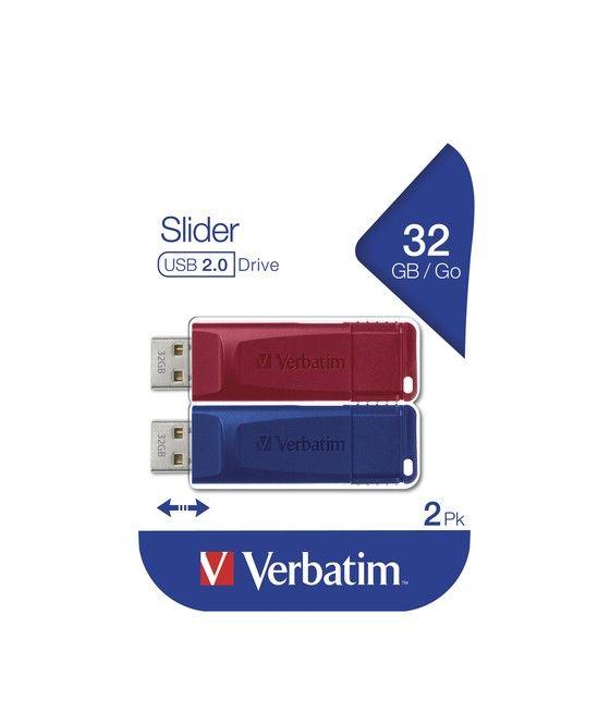 Verbatim Slider - Unidad USB - 2x32 GB, Azul/Rojo - Imagen 14