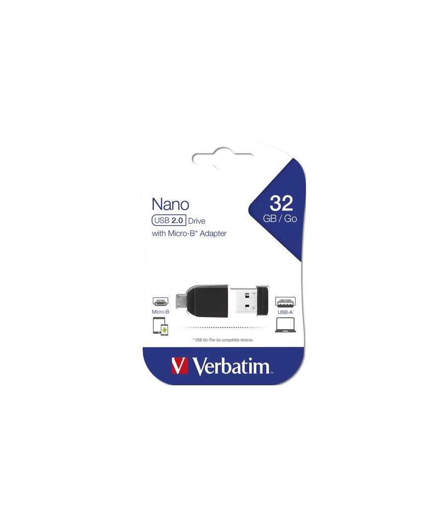 Verbatim Nano - Unidad USB de 32 GB con adaptador Micro USB - Negro - Imagen 7