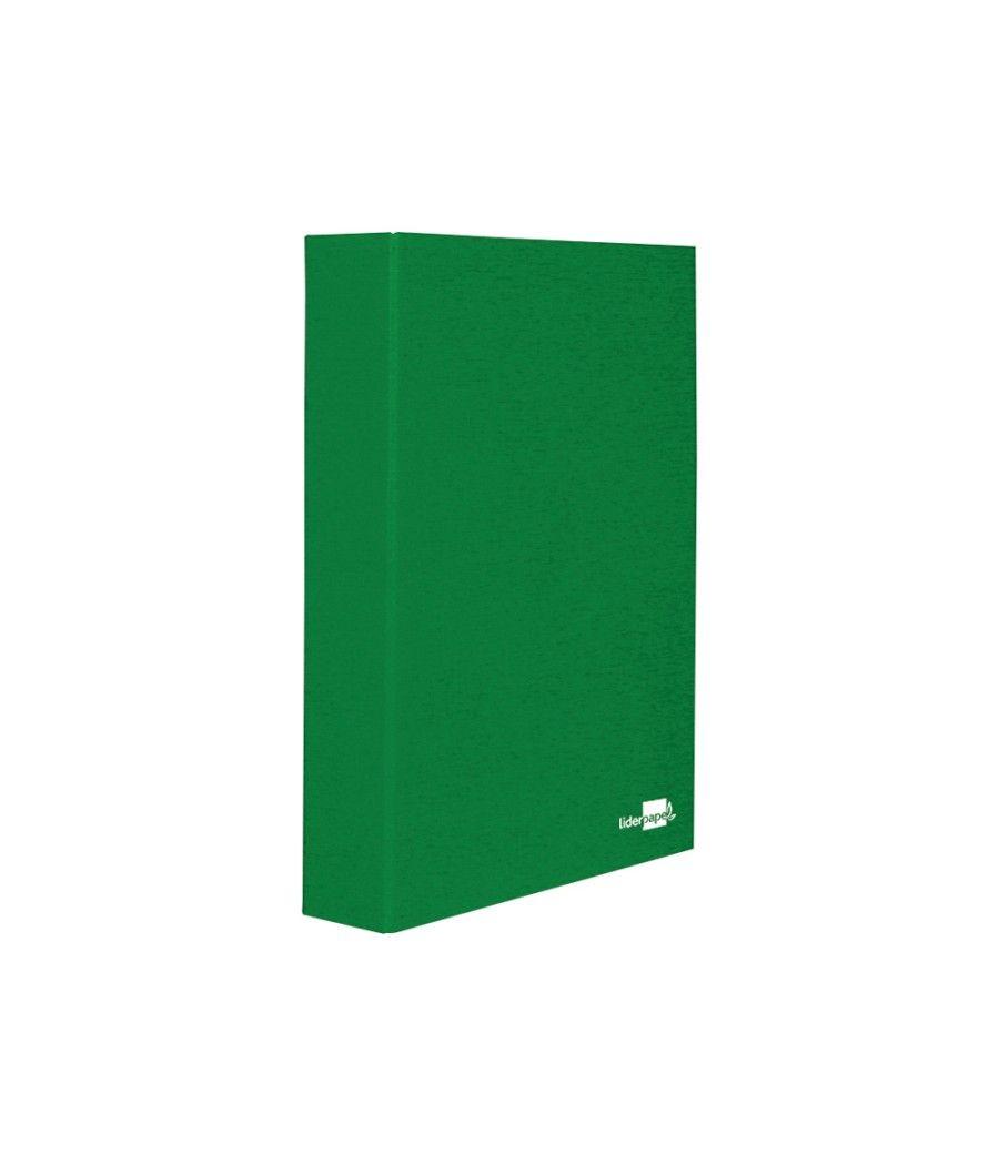 Carpeta de 4 anillas 40mm mixtas liderpapel folio cartón forrado paper coat verde - Imagen 1