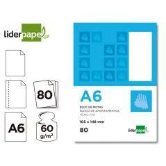 Bloc notas liderpapel liso a6 80 hojas 60g/m2 perforado PACK 10 UNIDADES - Imagen 1