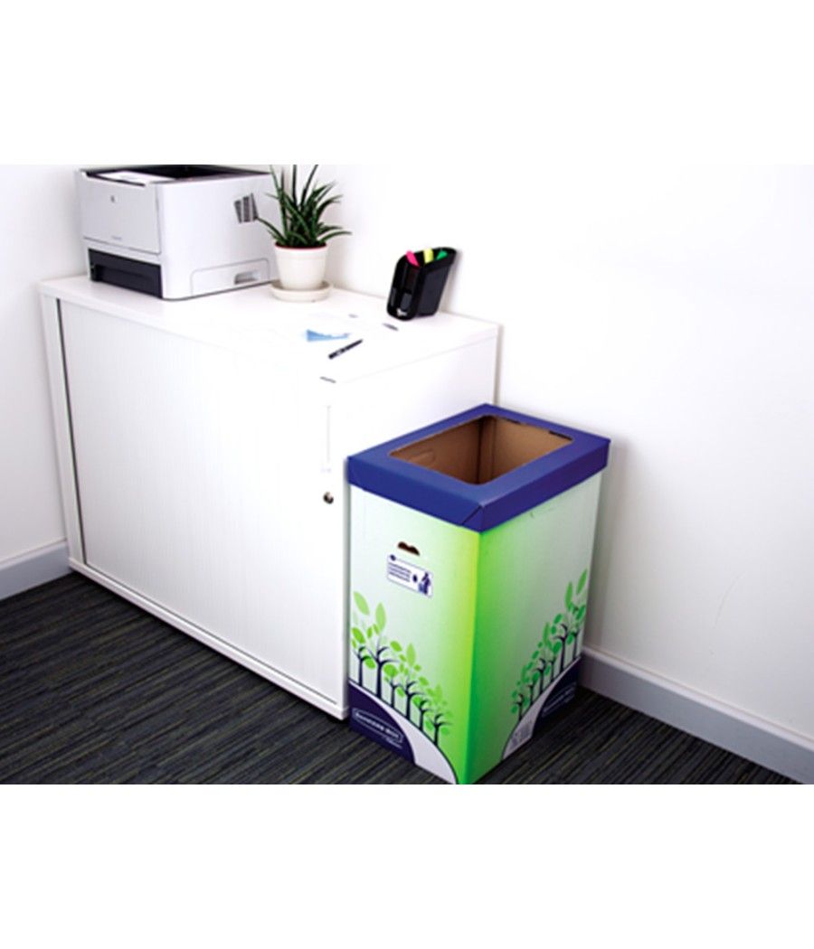 Contenedor papelera reciclaje fellowes cartón doble 100% reciclado montaje manual entrada superior 69 litros - Imagen 1