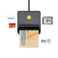 Lector de dni y tarjetas aisens ascr-sn02sd-bk/ negro - Imagen 1