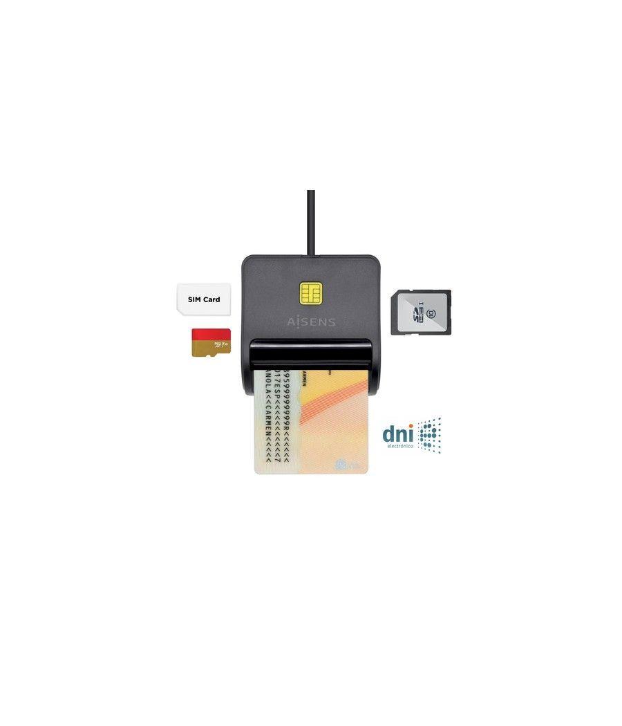 Lector de dni y tarjetas aisens ascr-sn02sd-bk/ negro - Imagen 1