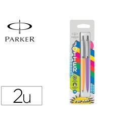 Bolígrafo parker jotter originals pop art edicion especial pack dúo promocional marigold/purpura