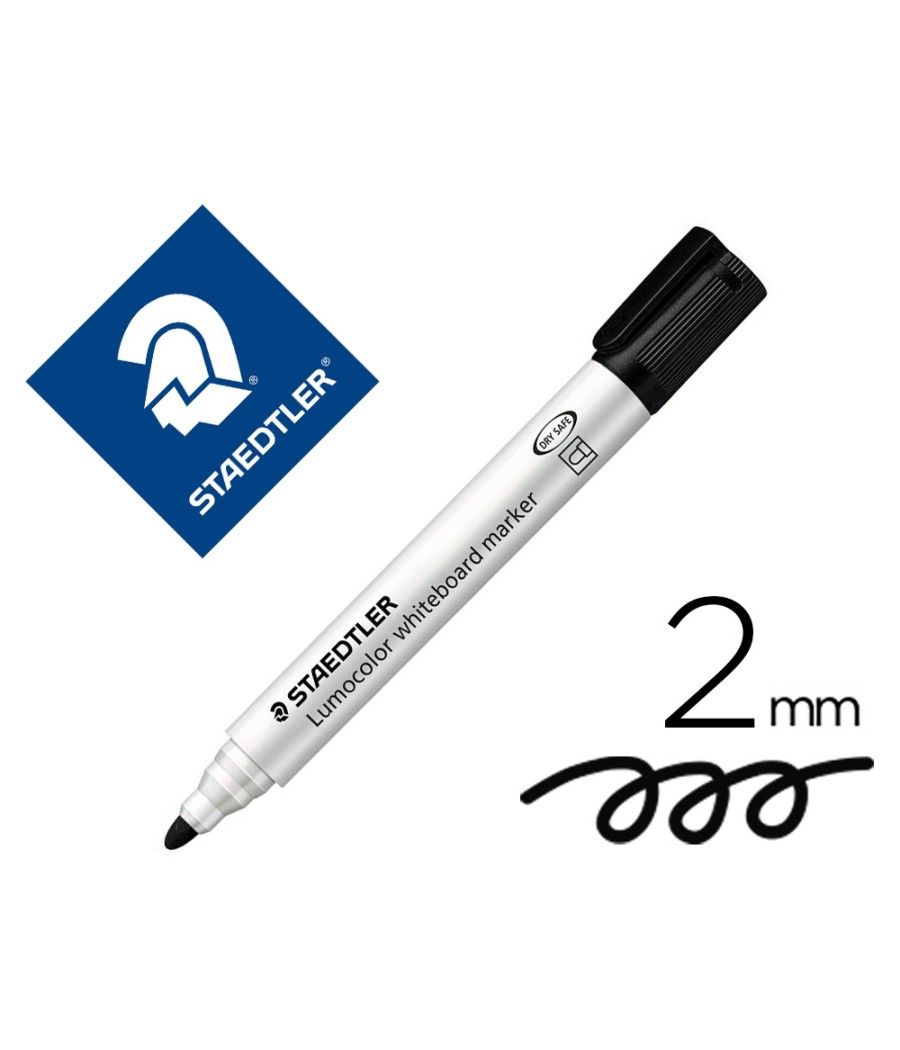Rotulador staedtler lumocolor 351 para pizarra blanca punta redonda 2 mm recargable color negro PACK 10 UNIDADES - Imagen 2