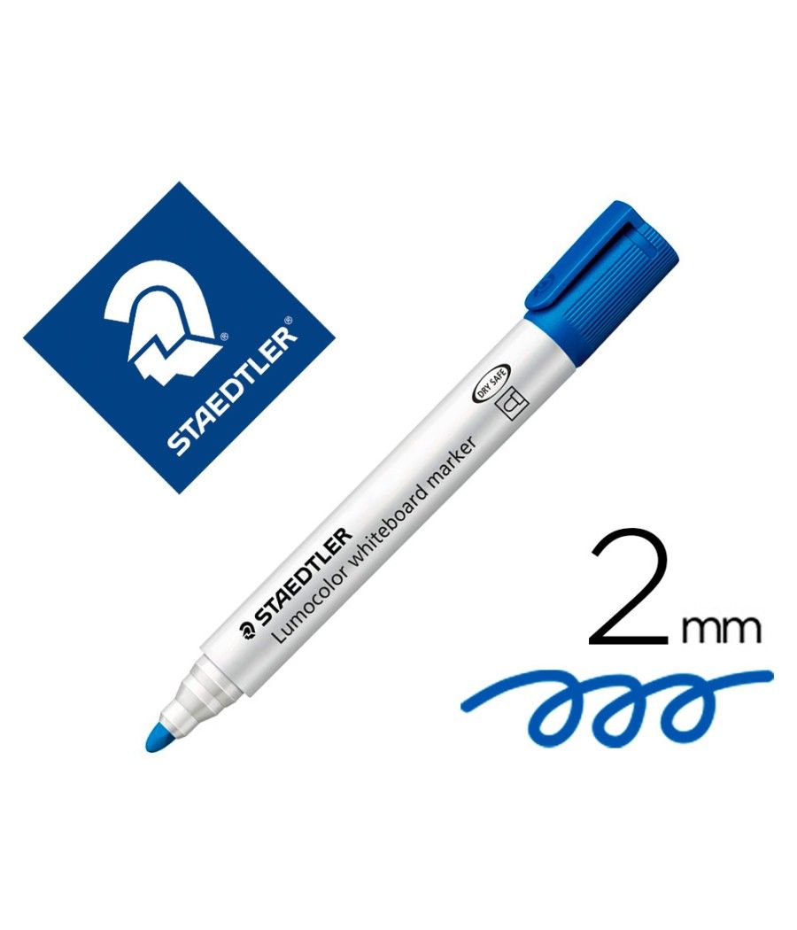 Rotulador staedtler lumocolor 351 para pizarra blanca punta redonda 2 mm recargable color azul PACK 10 UNIDADES - Imagen 2