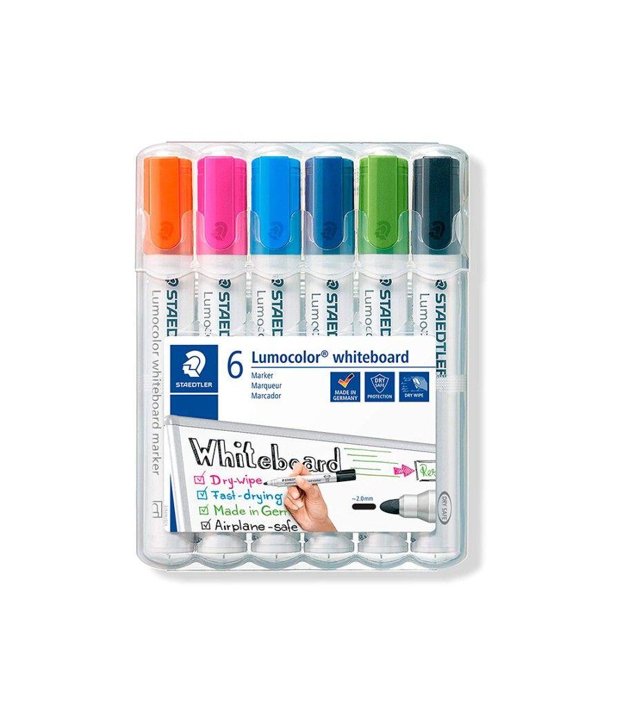 Rotulador staedtler lumocolor 351 para pizarra blanca punta redonda 2 mm recargable estuche 6 unidades colores - Imagen 3