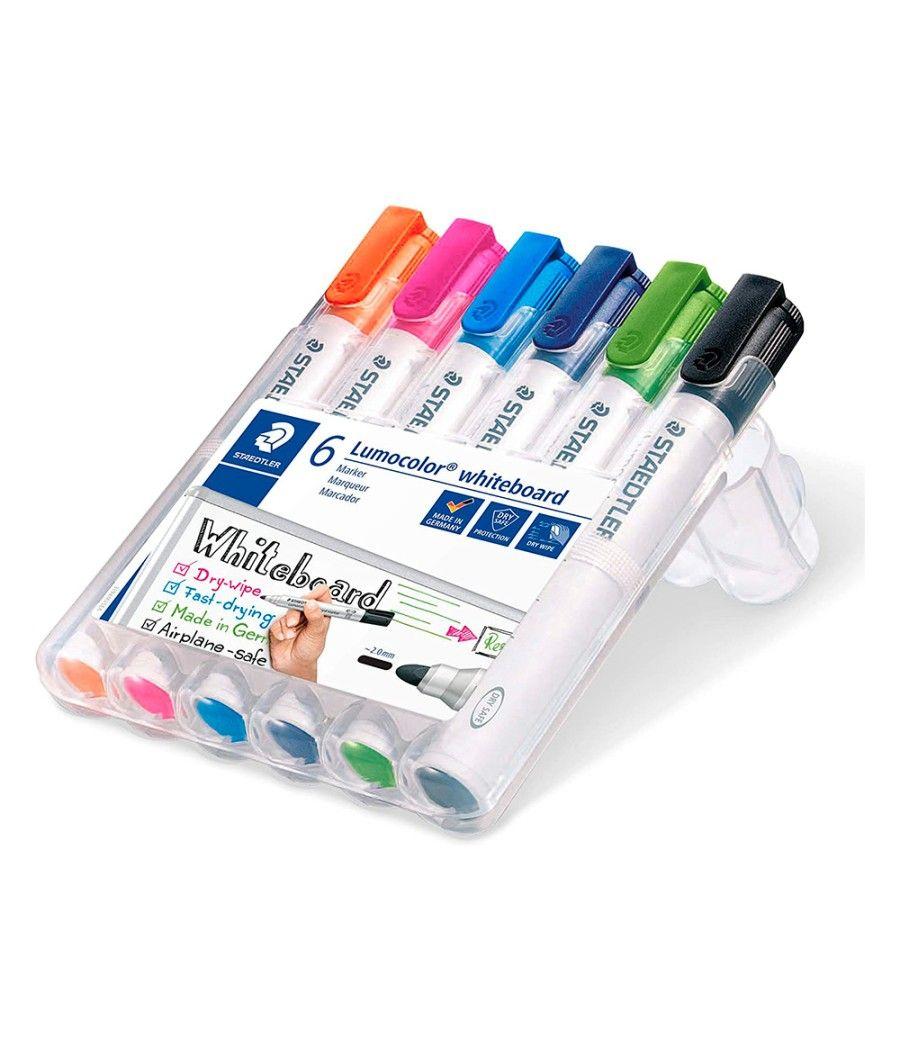 Rotulador staedtler lumocolor 351 para pizarra blanca punta redonda 2 mm recargable estuche 6 unidades colores - Imagen 4