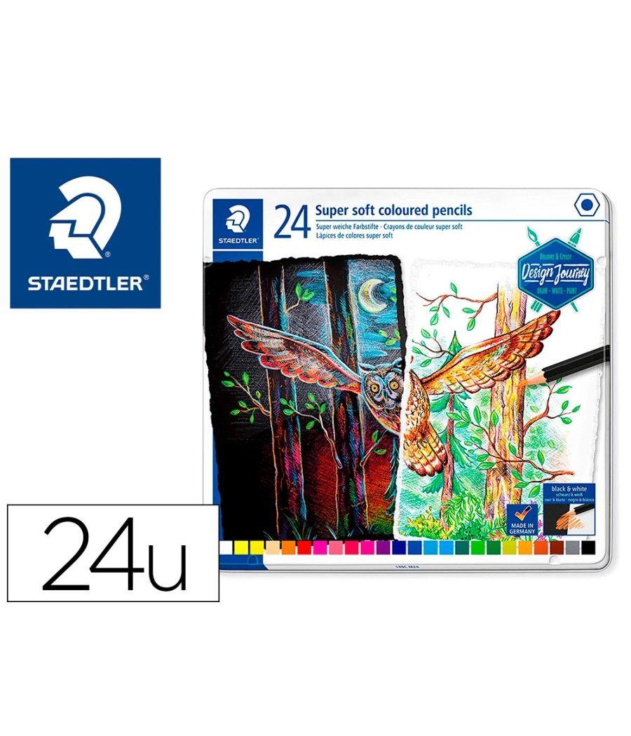 Lápices de colores staedtler super soft caja metal de 24 colores surtidos - Imagen 2