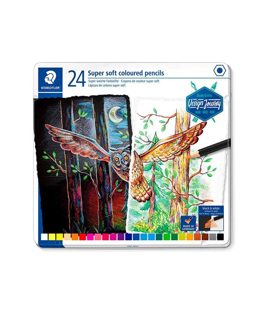 Lápices de colores staedtler super soft caja metal de 24 colores surtidos - Imagen 3