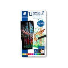 Lápices de colores staedtler super soft caja metal de 12 colores surtidos - Imagen 3