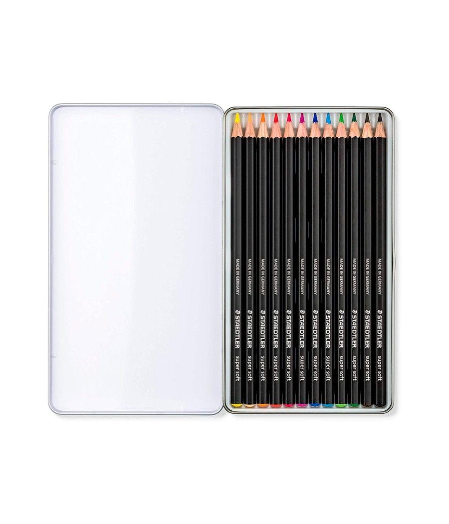 Lápices de colores staedtler super soft caja metal de 12 colores surtidos - Imagen 4