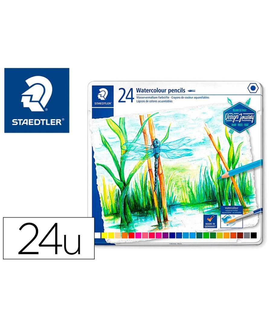 Lápices de colores staedtler acuarelables caja metal de 24 colores surtidos - Imagen 2