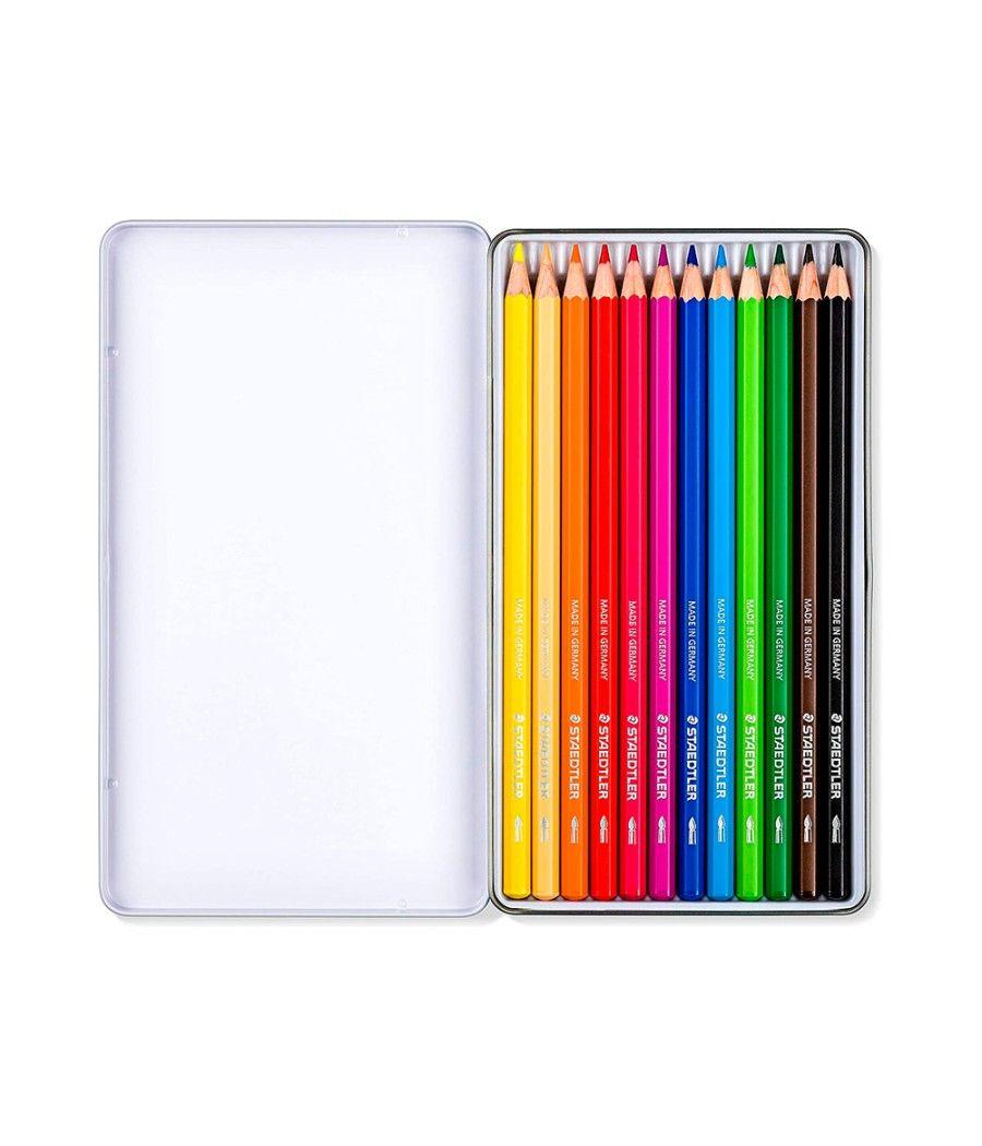 Lápices de colores staedtler acuarelables caja metal de 12 colores surtidos - Imagen 4