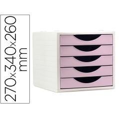 Fichero cajones de sobremesa q-connect 5 cajones color rosa pastel 270x340x260 mm - Imagen 2