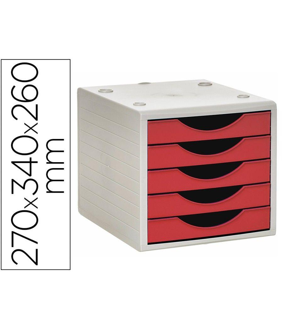 Fichero cajones de sobremesa q-connect 5 cajones color rojo opaco 270x340x260 mm - Imagen 2